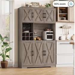 70.9'' Tall Kitchen Pantry with Microwave Countertop, Farmhouse Y-19