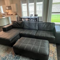 Leather Sectional with Ottoman