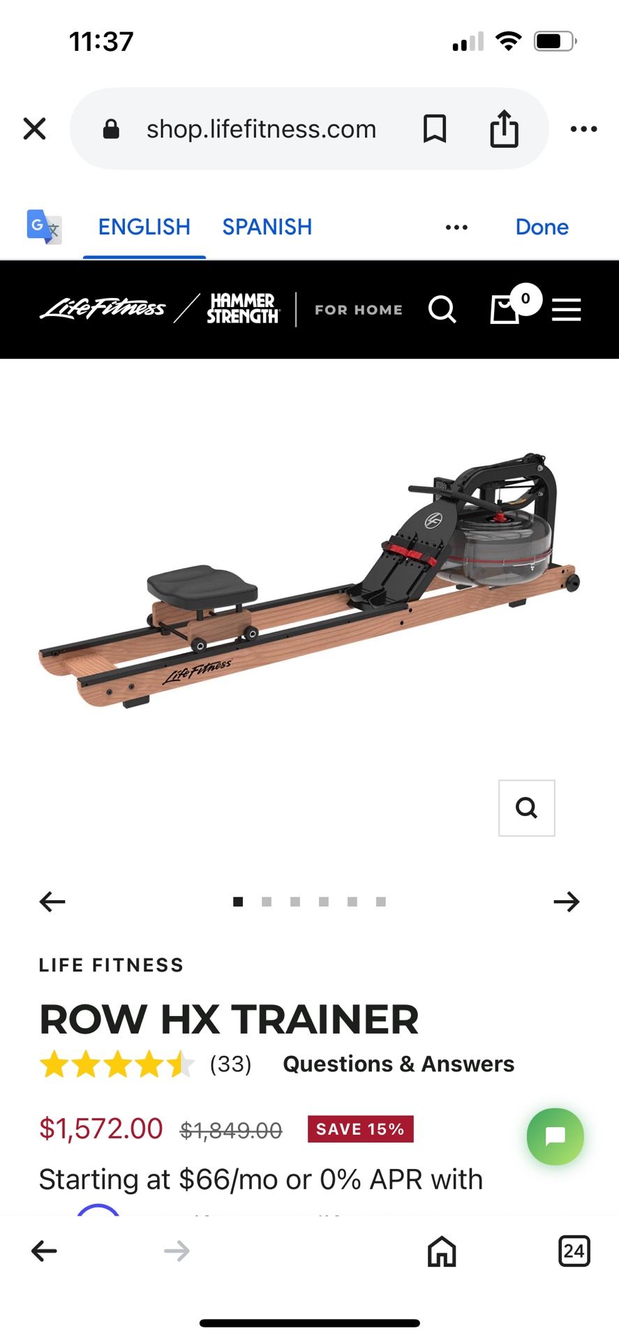 LIFE FITNESS ROWING MACHINE TOP