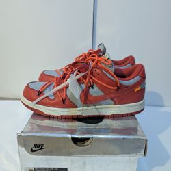 Off White x Nike Futura Dunks University Red Grey Sz 9.5 w/box