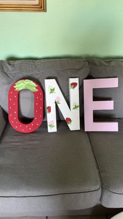 ONE First Birthday Sign Strawberry Theme