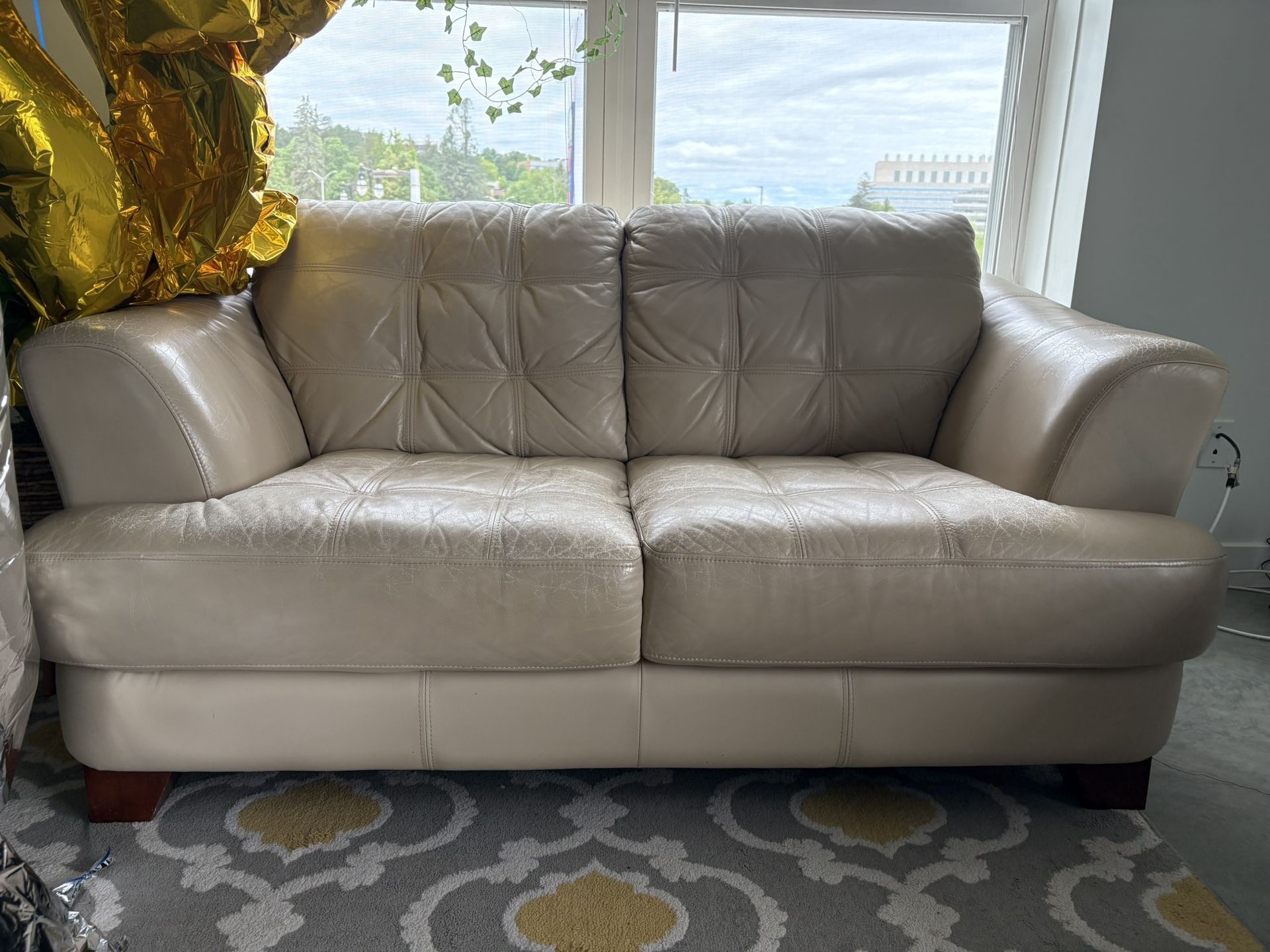 Cream Leather Sofa