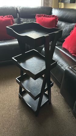 Black Wood 4-Tier Shelf Stand