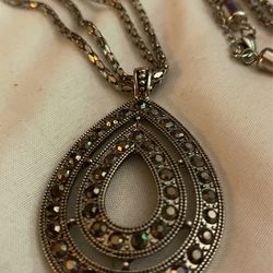MARCASITE PEAR TEARDROP NECKLACE!!!