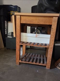 Vintage Wooden Rolling Utility Prep Table (DIY Project Piece)