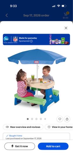 Little Tikes Kids Picnic Table with Umbrella