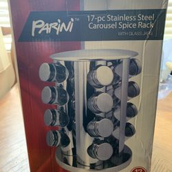 Parini 16 Jars Carousel Countertop Stainless Steel Spice Seasoning Rack