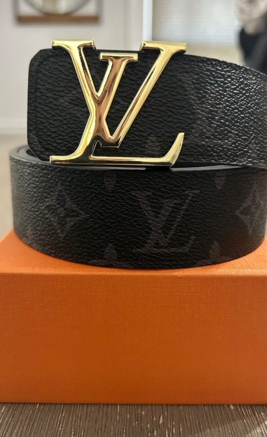 Gold With Black Lv Belt For Men