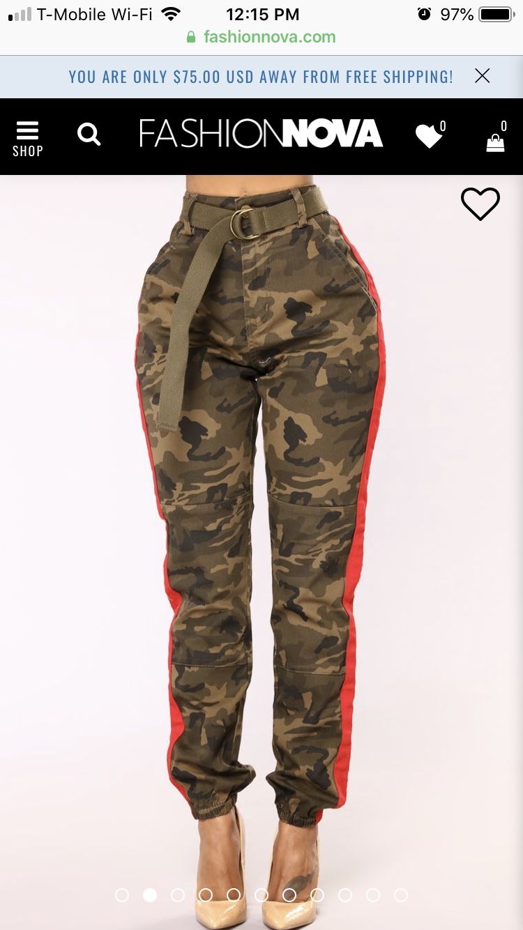 BRAND NEW Fashion Nova - Cadet Kourtney Oversized Camo Pants - Olive/Red