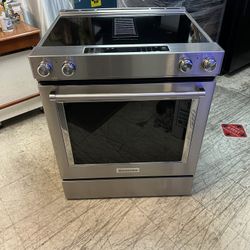 KitchenAid Stainless Steel Slide In Electric Stove With Downdraft
