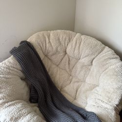Dark Brown Papasan Chair With Ivory Cushion
