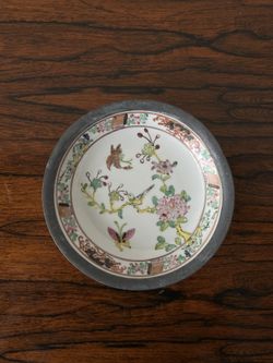 Japanese Plate Encased In Pewter 