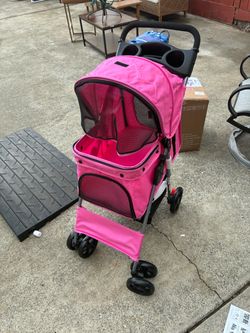 Pink Pet Stroller with Canopy