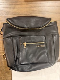 Fawn Design Black Leather Backpack Bag NEW