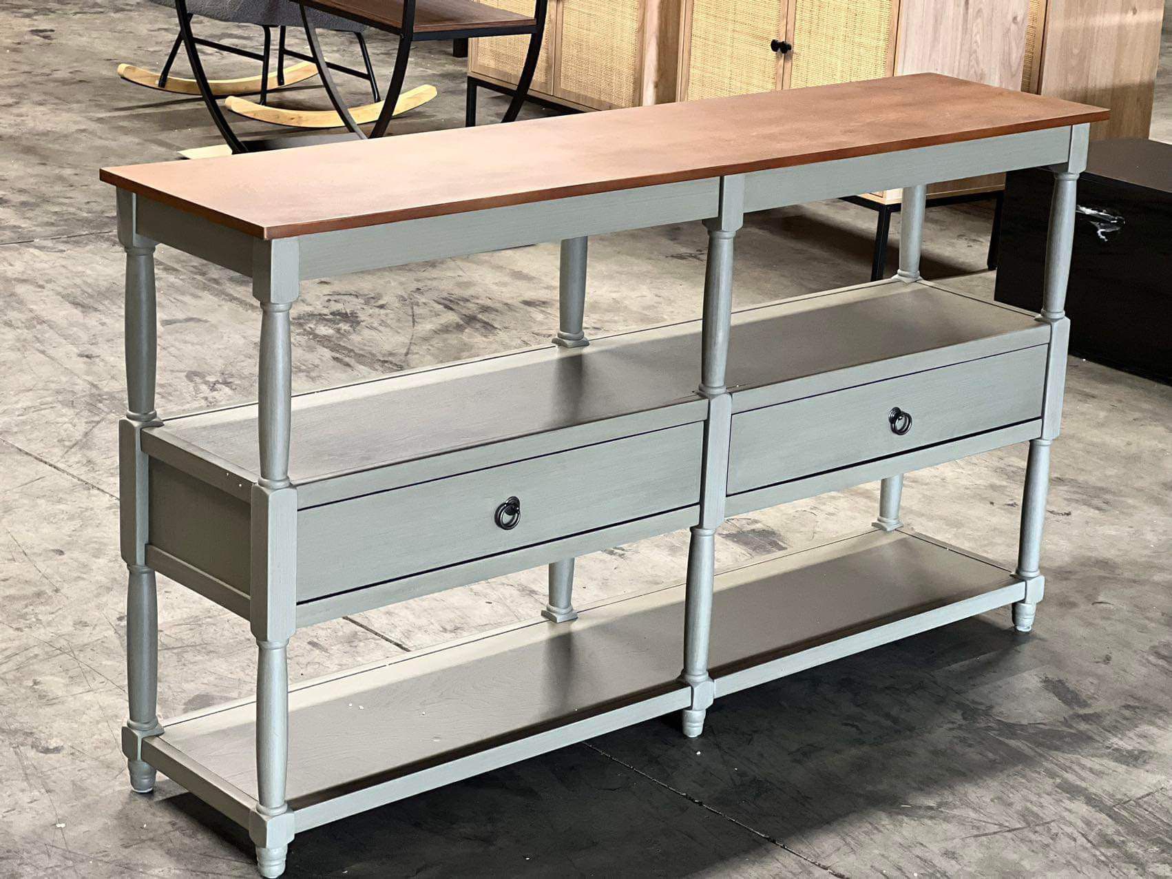 New 3-Tiers Open Storage Shelf 2 Drawers Console Table