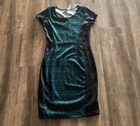 Black and Teal Aztec Print Bodycon Dress