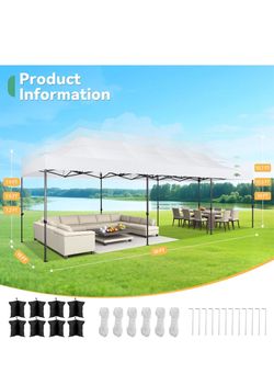 COBIZI 10x30 Heavy Duty Pop Up Canopy Tent with 8 Sidewalls, White