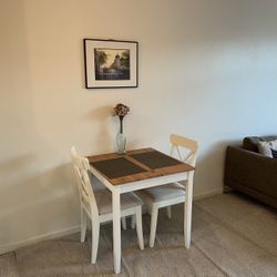 IKEA LERHAMN  Table Square + EKEDALEN  white chair