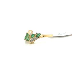 10kt Gold Gemstone Diamond Ring With Emeralds .12ct Diamonds Size 7 2.00grams 165041 6