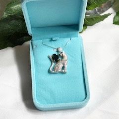 New,Pave Panther Pendant in Sterling Silver with a 10x12 mm Green Diopside