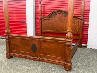 King Size Four Poster Wood Bed Frame- Canopy Optional