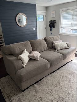 Gray Deep seat sofa.