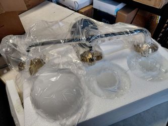 Deyidn 22" Black and gold bathroom vanity light fixture with opal glass globes