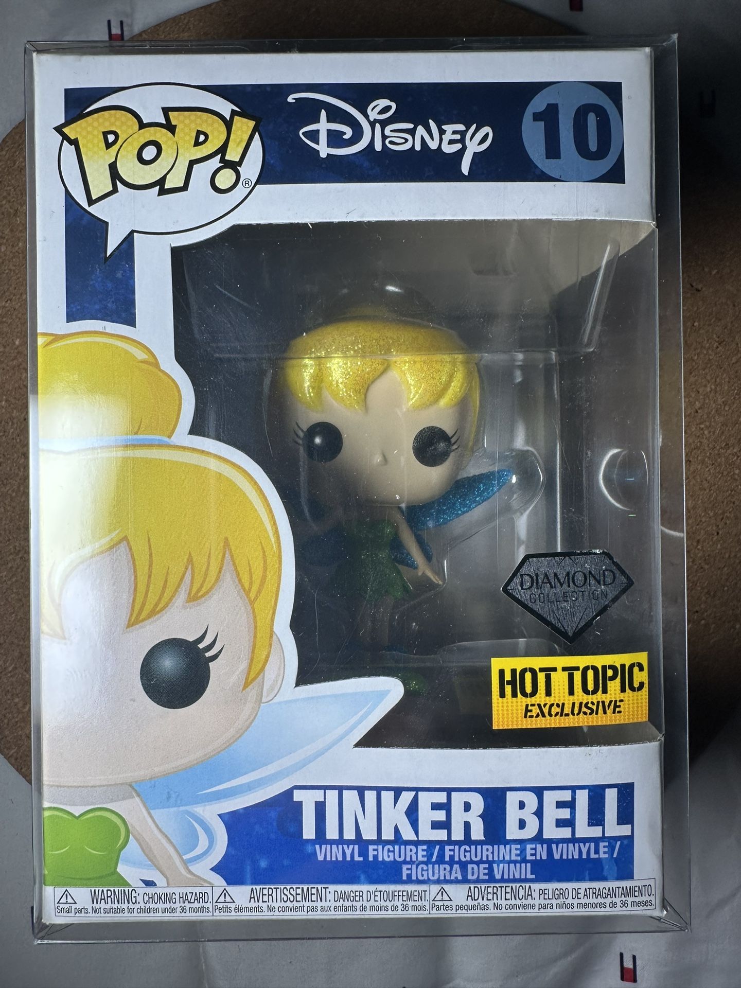 Funko Pop 'Disney' TINKER BELL GLITTER Vinyl Figure #10 Hot Topic Diamond NIB