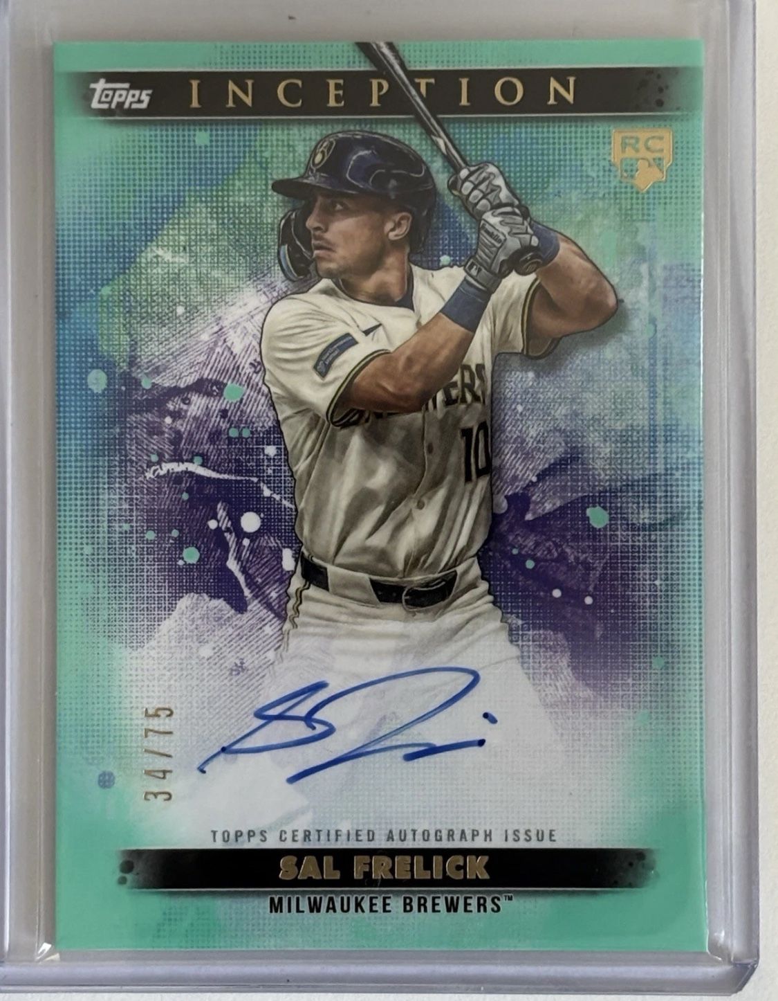 SAL FRELICK 2024 TOPPS INCEPTION ROOKIE AUTOGRAPH AQUA RC AUTO /75