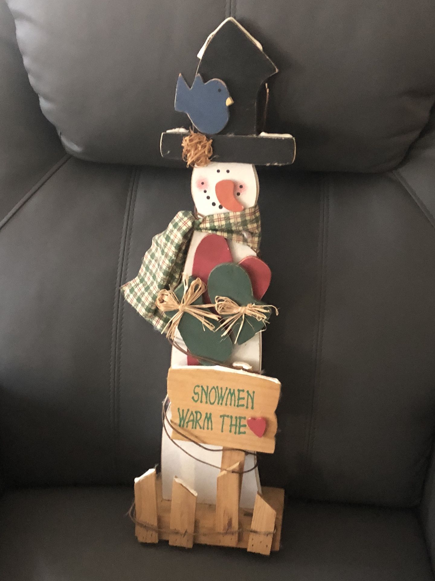 Wooden Porch Snowman 