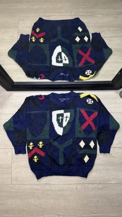 Vintage 1990s Nautica All Over Print Patchwork Multicolored Knitted Sweater