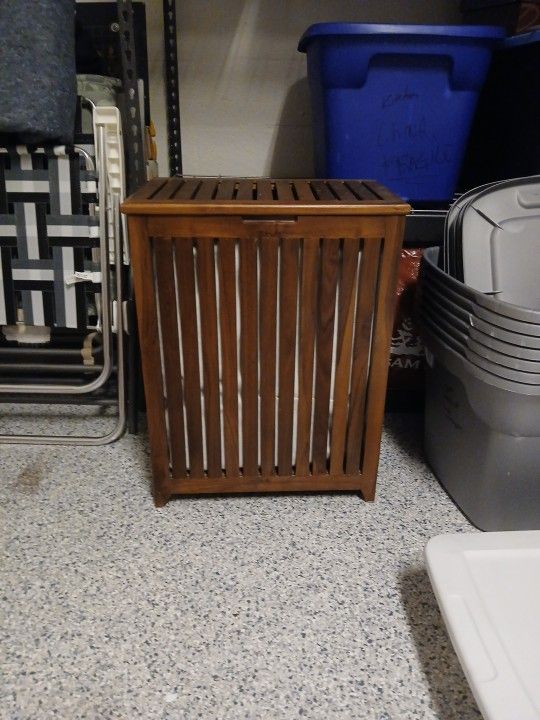 Teak Laundry Hamper