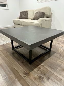 Square Concrete Top Coffee Table with Metal Base