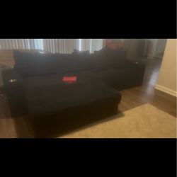 oom  › Sofas Streamdale Furniture Black Corduroy Sofa w/ Cup Holder & Recliner