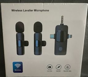 Wireless Lavalier Microphone dual lapel mics and a multi-port receiver with USB-C and Lightning connectors, easy audio recording on phones, tablets, a
