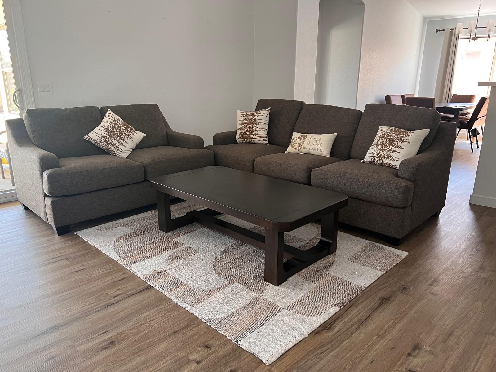 2-Piece Brown Sofa & Loveseat Set