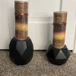 Pair Of Candles And Candle Holders