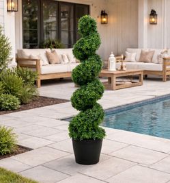 Faux 4' UV Resistant Spiral Boxwood Topiary Tree