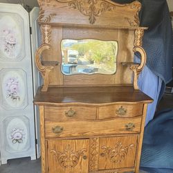 American Solid Golden Oak Sideboard Over 100 Years Old Beautiful