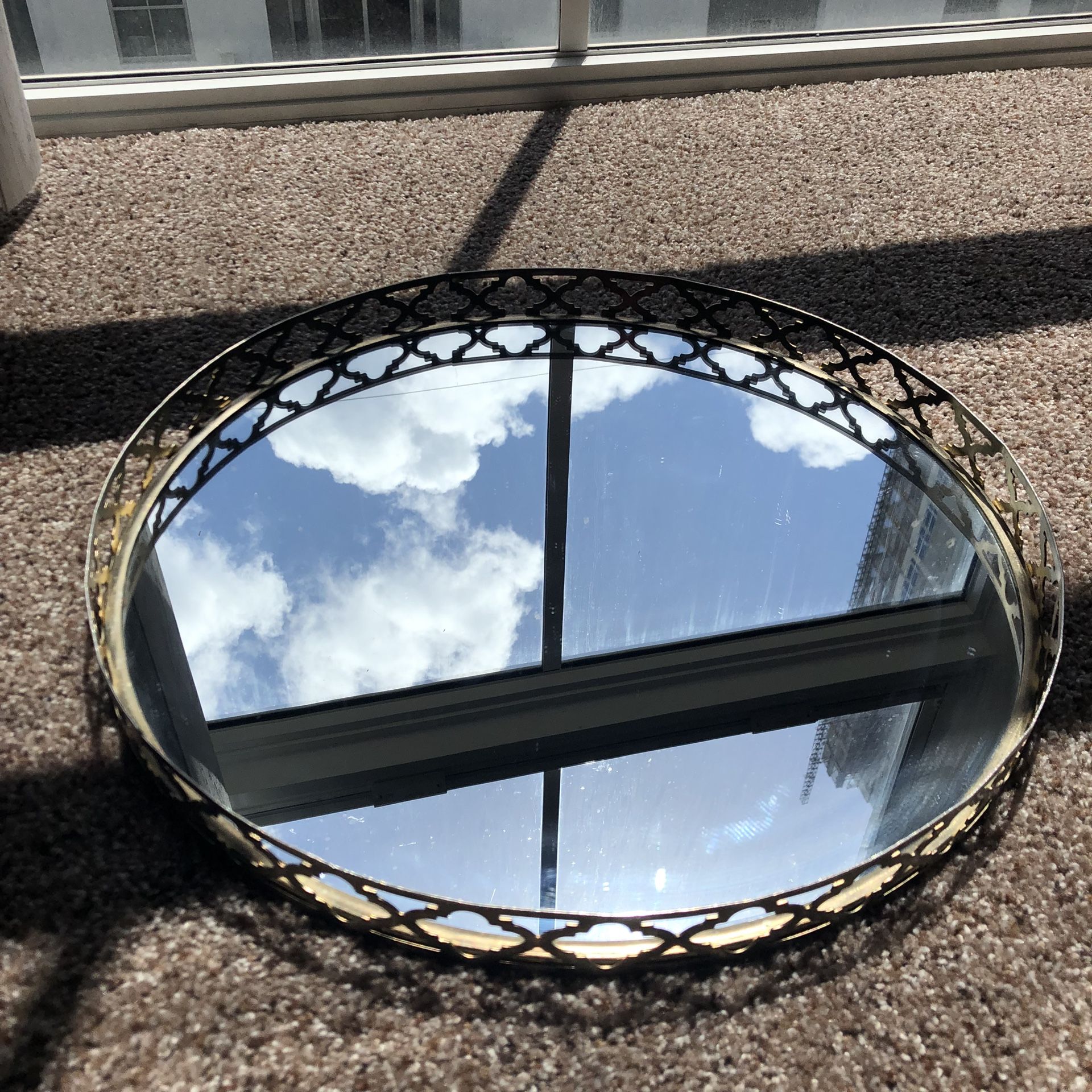 Mirror Tray With Vintage Gold Edges