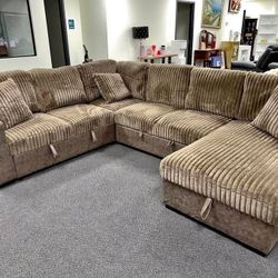 Huge Oversized Comfy Sleeper Sectional With USB Charging Cupholder Storage $1699
