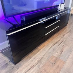 Modern High Gloss Black TV Stand