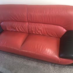 OFFICIAL LEATHER RED COUCH 
