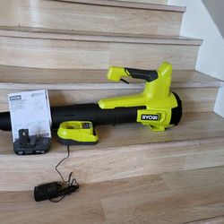 Ryobi brand new ONE+ 18V 100 MPH 350 CFM Cordless Battery Variable Speed Jet Fan Leaf Blower with 1.5 Ah Battery and Charger