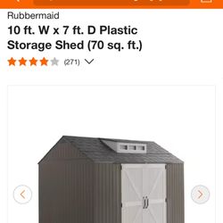  10 ft. W x 7 ft. D Plastic Storage Shed (70 sq. ft.