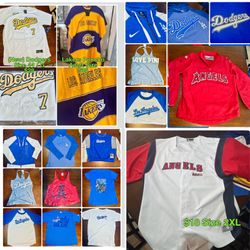 Dodgers, Angels Jerseys, Hoddie Sweatshirts, Shirts, Lakers Poncho Sizes & Cost in Description