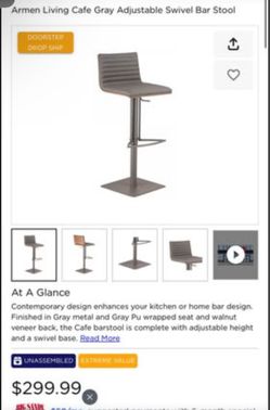 Armen Living Cafe Gray Adjustable Swivel Bar stool