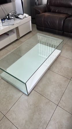 Glass Coffee Table with White Shelf