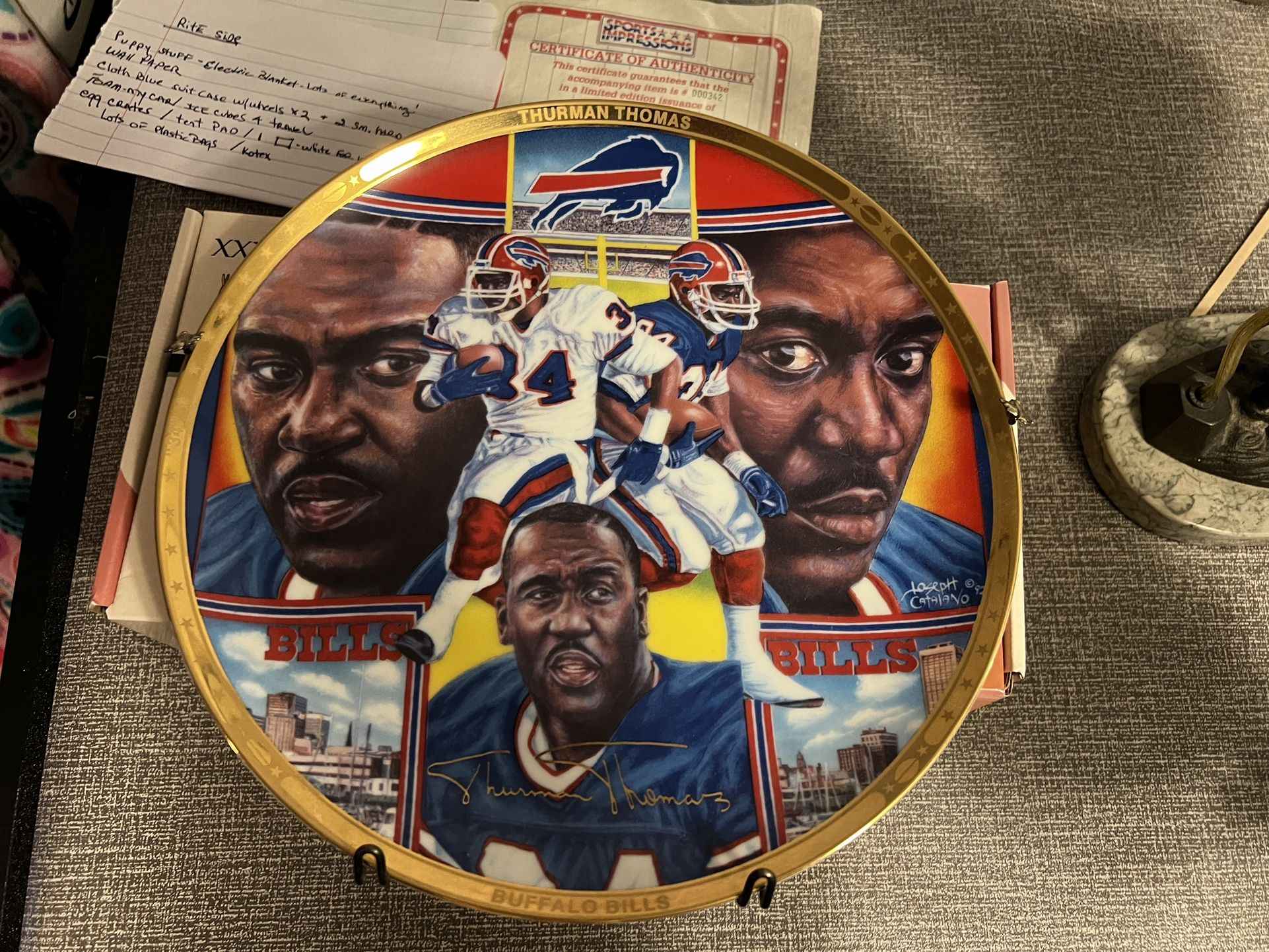 Thomas Henderson, Officially Licensed Plate, Gold Trimmed With His Name On It. Excellent Condition