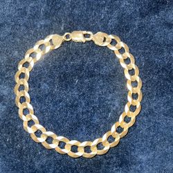 9-Inch Genuine .925 Sterling Silver Bracelet with Real 14K Gold Coating